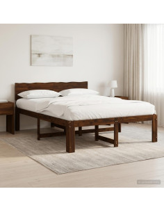 Letto matrimoniale con testiera ROSTOCK Marrone Scuro