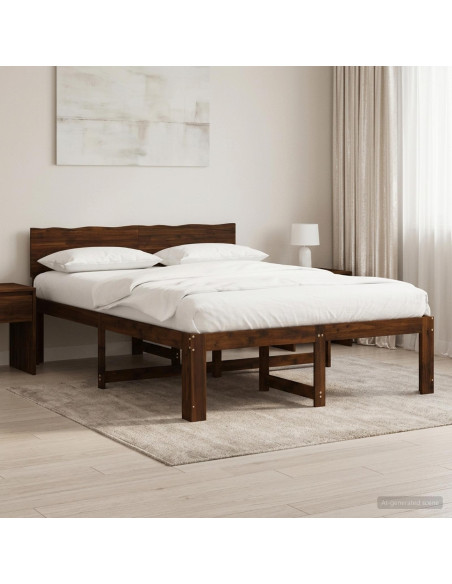 Letto matrimoniale con testiera ROSTOCK Marrone Scuro