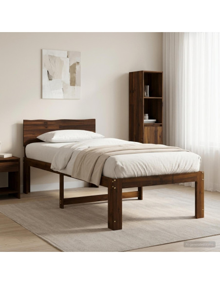 Letto Singolo con Testiera ROSTOCK Marrone Scuro 80 x 200 cm