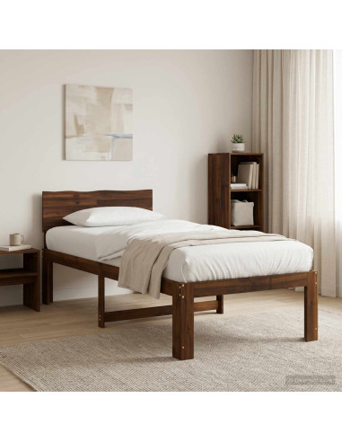 Letto Singolo con Testiera ROSTOCK Marrone Scuro 100 x 200 cm