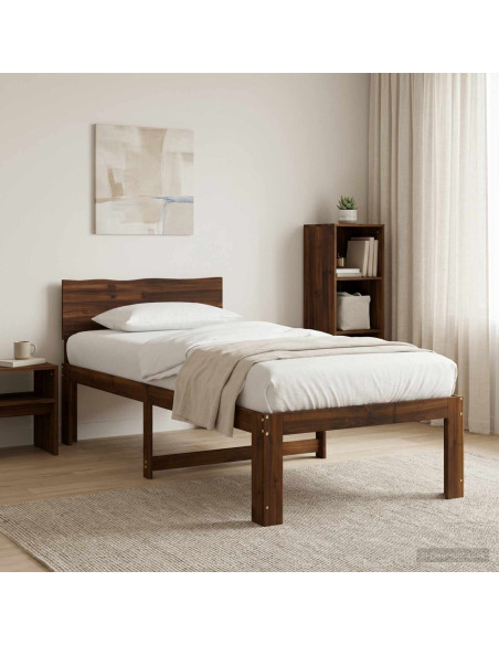 Letto Singolo con Testiera ROSTOCK Marrone Scuro 100 x 200 cm