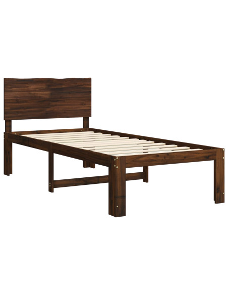 Letto Singolo con Testiera ROSTOCK Marrone Scuro 75 x 190 cm
