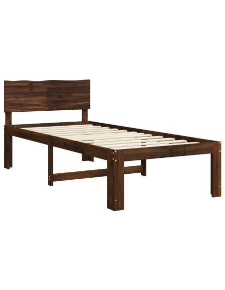 Letto Singolo con Testiera ROSTOCK Marrone Scuro 80 x 200 cm