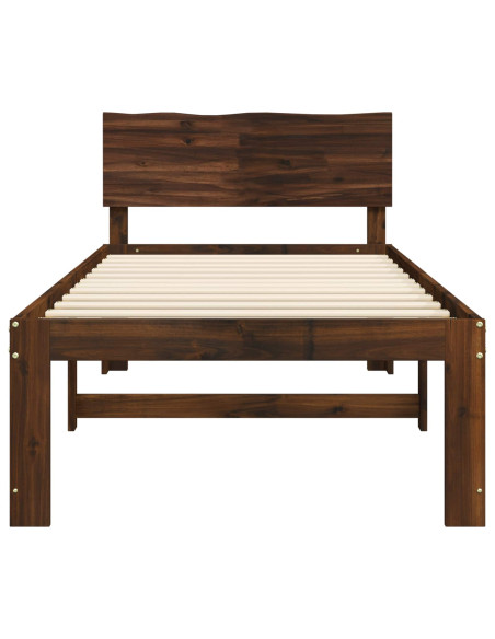 Letto Singolo con Testiera ROSTOCK Marrone Scuro 100 x 200 cm