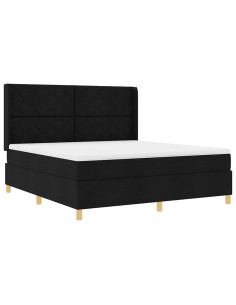 Letto a molle con strisce LED Nero 180 x 200 cm Tessuto 2