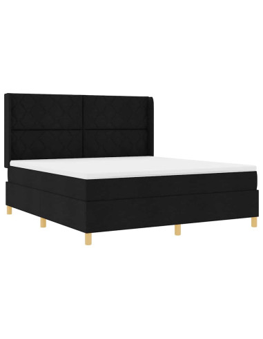 Letto a molle con strisce LED Nero 180 x 200 cm Tessuto