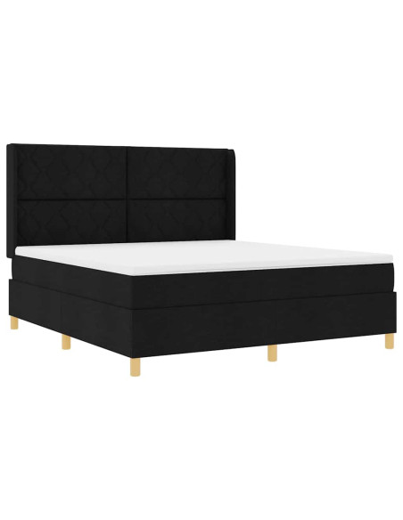Letto a molle con strisce LED Nero 180 x 200 cm Tessuto