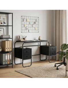 Scrivania con Spazio di Archiviazione Rovere Nero