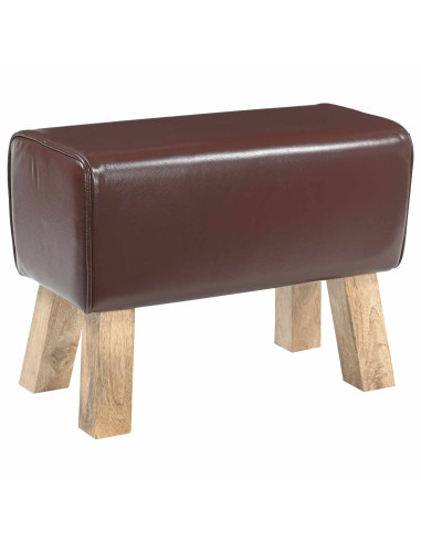 panca 60 x 30 x 45 cm Pelle Vera Marrone Scuro