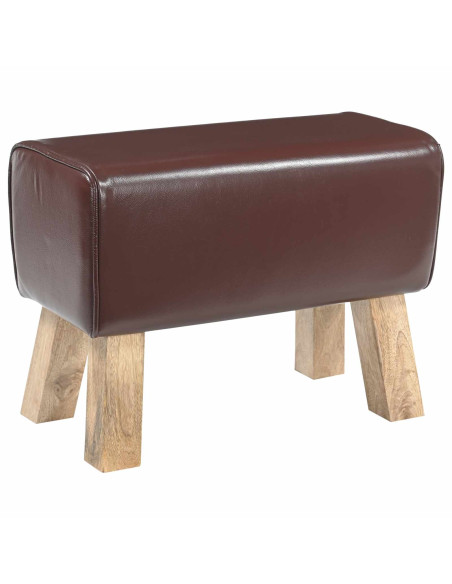 panca 60 x 30 x 45 cm Pelle Vera Marrone Scuro