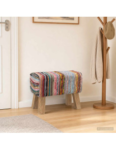 panca 60 x 30 x 45 cm Pelle Vera Multicolore