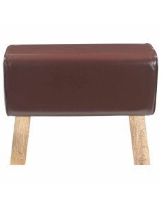 panca 60 x 30 x 45 cm Pelle Vera Marrone Scuro 2