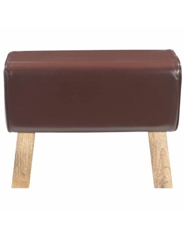 panca 60 x 30 x 45 cm Pelle Vera Marrone Scuro