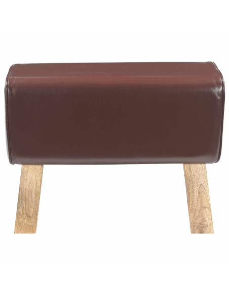 panca 60 x 30 x 45 cm Pelle Vera Marrone Scuro
