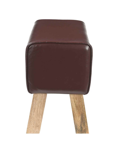 panca 60 x 30 x 45 cm Pelle Vera Marrone Scuro