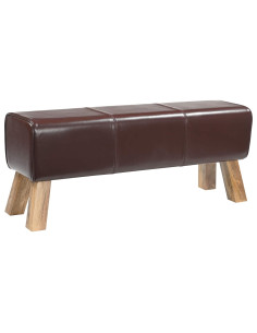panchina 110 x 30 x 45 cm Pelle Vera Marrone Scuro