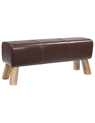 panchina 110 x 30 x 45 cm Pelle Vera Marrone Scuro
