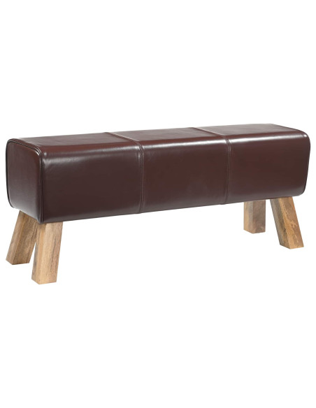 panchina 110 x 30 x 45 cm Pelle Vera Marrone Scuro