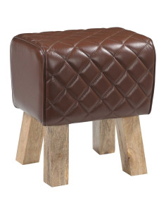 panchina 40 x 30 x 45 cm Pelle Vera Marrone diamante