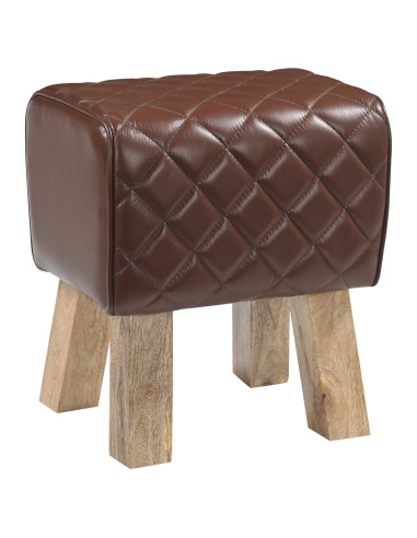 panchina 40 x 30 x 45 cm Pelle Vera Marrone diamante