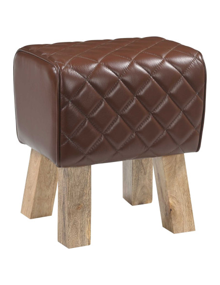 panchina 40 x 30 x 45 cm Pelle Vera Marrone diamante