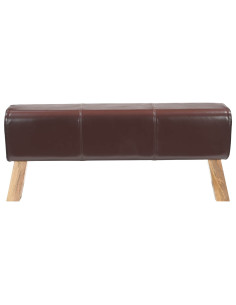 panchina 110 x 30 x 45 cm Pelle Vera Marrone Scuro 2
