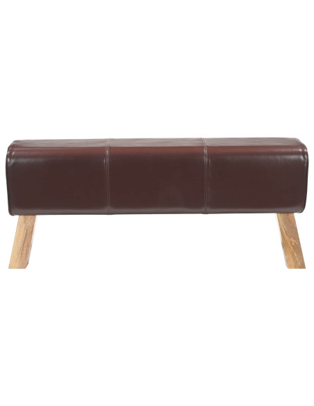 panchina 110 x 30 x 45 cm Pelle Vera Marrone Scuro