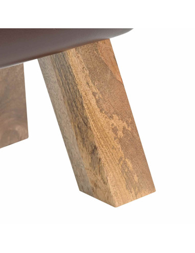 panchina 110 x 30 x 45 cm Pelle Vera Marrone Scuro
