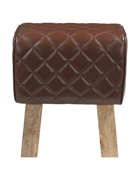 panchina 40 x 30 x 45 cm Pelle Vera Marrone diamante