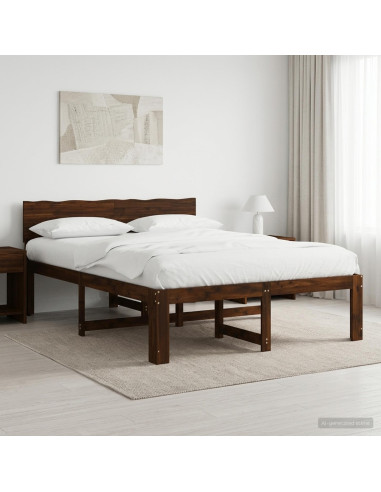 Letto matrimoniale con testiera ROSTOCK Marrone Scuro