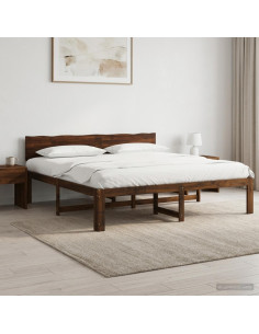 Letto matrimoniale con testiera ROSTOCK Marrone Scuro