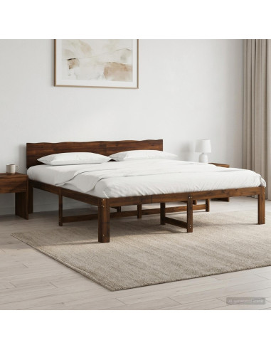 Letto matrimoniale con testiera ROSTOCK Marrone Scuro