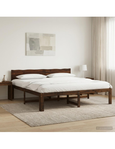 Letto matrimoniale con testiera ROSTOCK Marrone Scuro