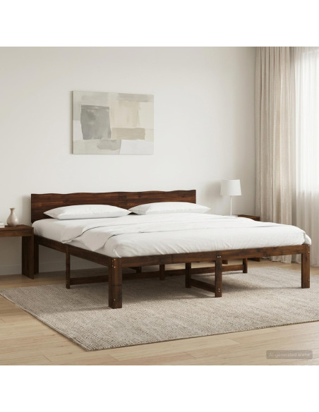 Letto matrimoniale con testiera ROSTOCK Marrone Scuro