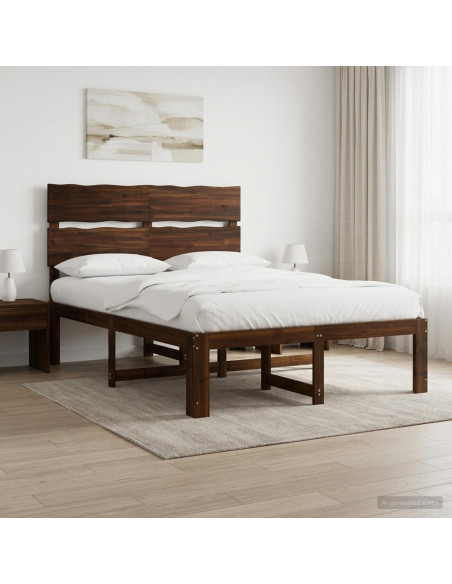 Letto matrimoniale con testiera ROSTOCK Marrone Scuro