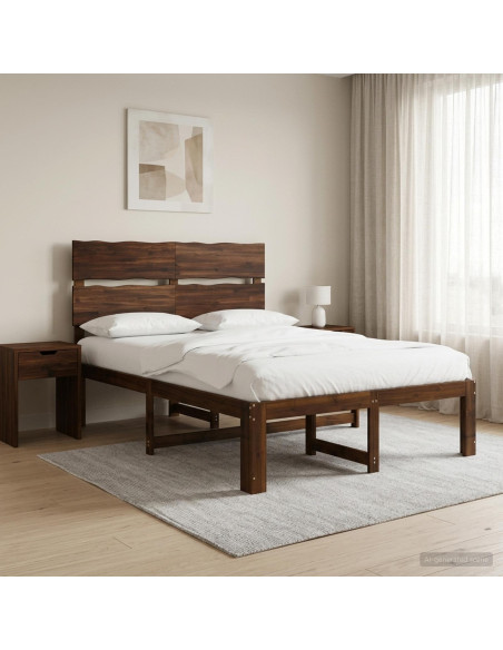 Letto matrimoniale con testiera ROSTOCK Marrone Scuro