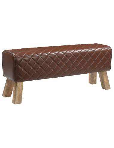 panchina 110 x 30 x 45 cm Pelle Vera Marrone diamante