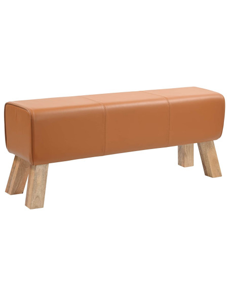 panchina 110 x 30 x 45 cm Pelle Vera Marrone
