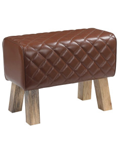 panca 60 x 30 x 45 cm Pelle Vera Marrone diamante