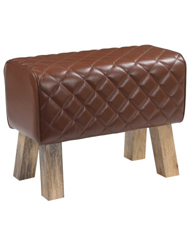 panca 60 x 30 x 45 cm Pelle Vera Marrone diamante