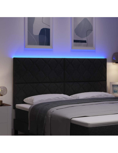 Testiera LED Nero 180 cm Tessuto