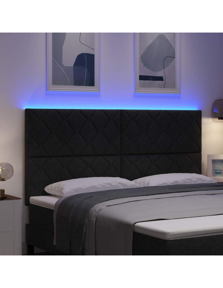 Testiera LED Nero 180 cm Tessuto