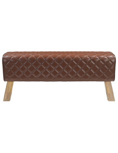 panchina 110 x 30 x 45 cm Pelle Vera Marrone diamante 2