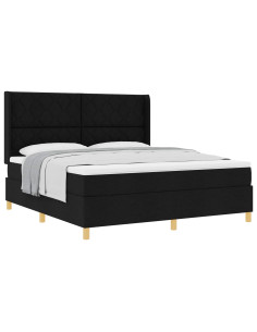 Letto a molle con testiera Nero 180 x 200 cm Tessuto 2