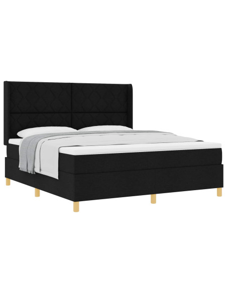Letto a molle con testiera Nero 180 x 200 cm Tessuto