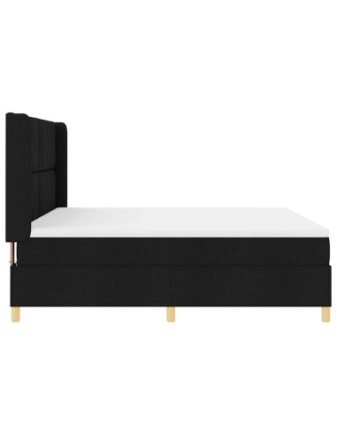 Letto a molle con testiera Nero 180 x 200 cm Tessuto