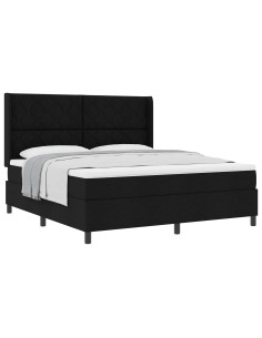 Letto a molle con cuscino Nero 200 x 180 cm Tessuto 2