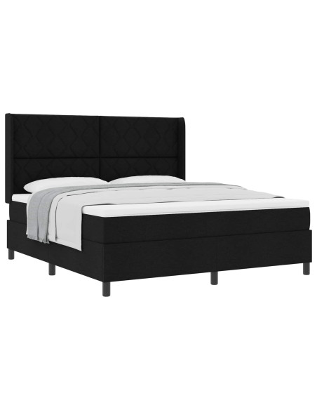 Letto a molle con cuscino Nero 200 x 180 cm Tessuto
