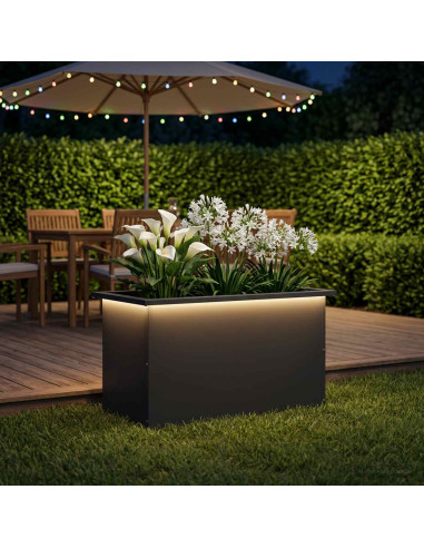 Fioriera da giardino con LED Nero 40 x 80 x 40 cm Acciaio