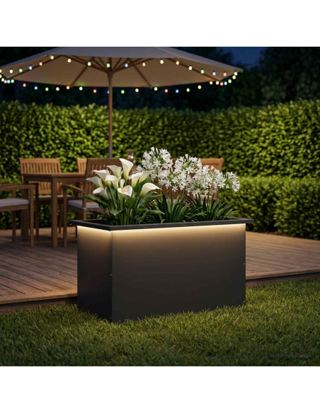 Fioriera da giardino con LED Nero 40 x 80 x 40 cm Acciaio